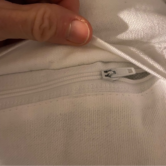 Winter wonderland white (2) Satin ribbon fringe pillows 16” sq & matching throw - Picture 6 of 10